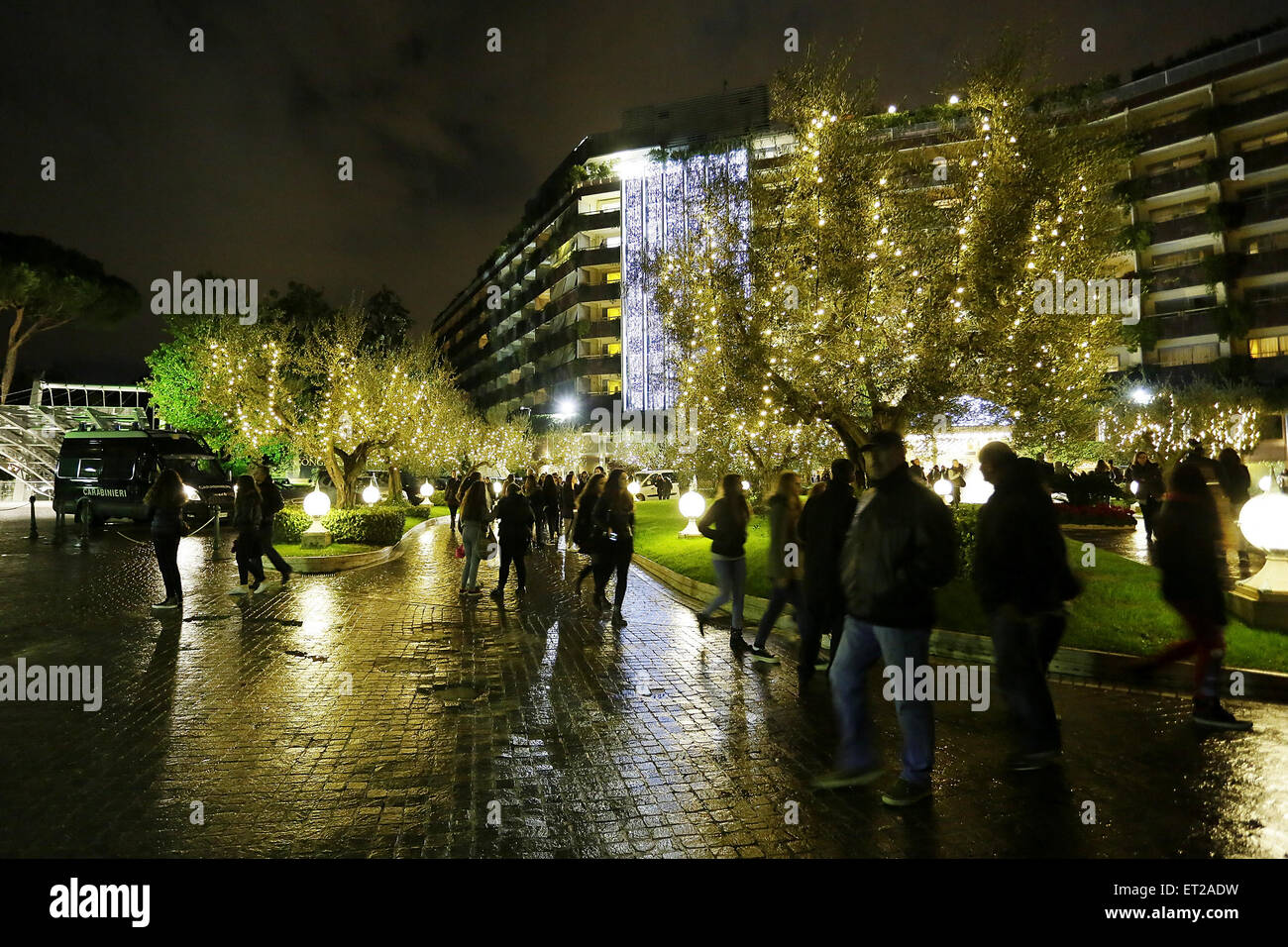 Fans wait for One Direction at Cavalieri Hilton Hotel Featuring ...