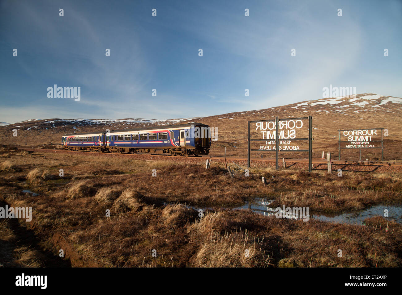 The Corrour West highland railway summit. Stock Photo