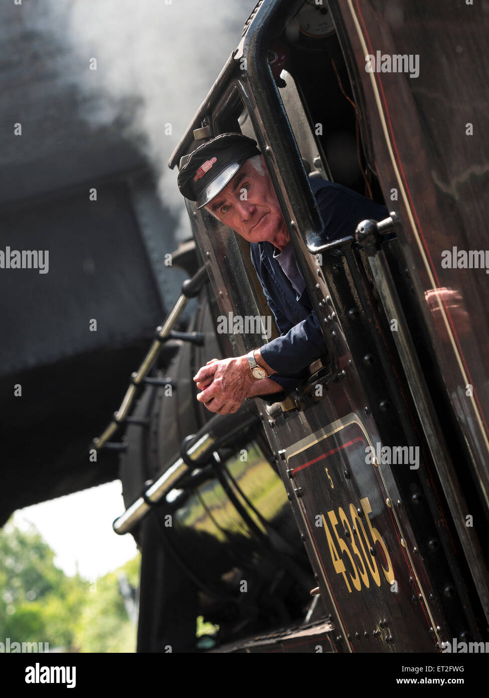 engine driver of a vintage steam at Loughborough station
