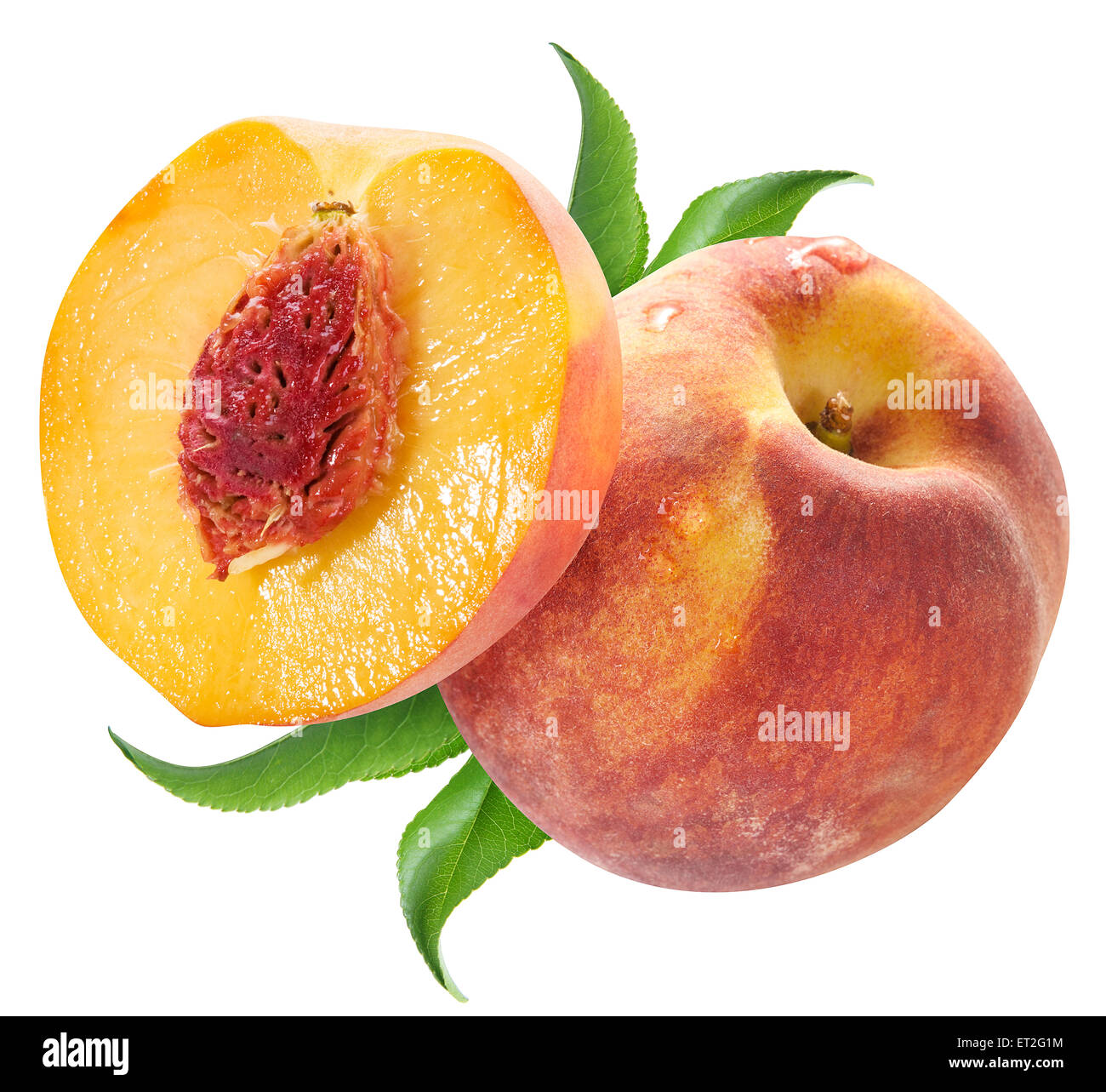 Ripe peach fruit. File contains clipping paths. Stock Photo
