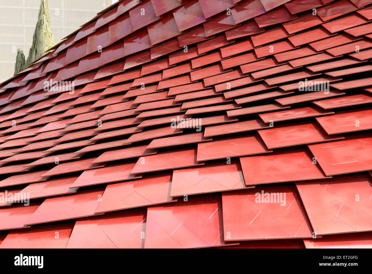 MILAN, ITALY - May 7: detail of red tiles covering Vanke curved pavilion, shot  on may 7 2015  Milan, Italy Stock Photo