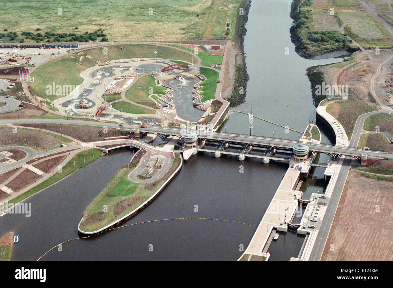 Aerial view of Teesside. Tees Barrage & White Water Canoe slalom. 28th July 1995. Stock Photo