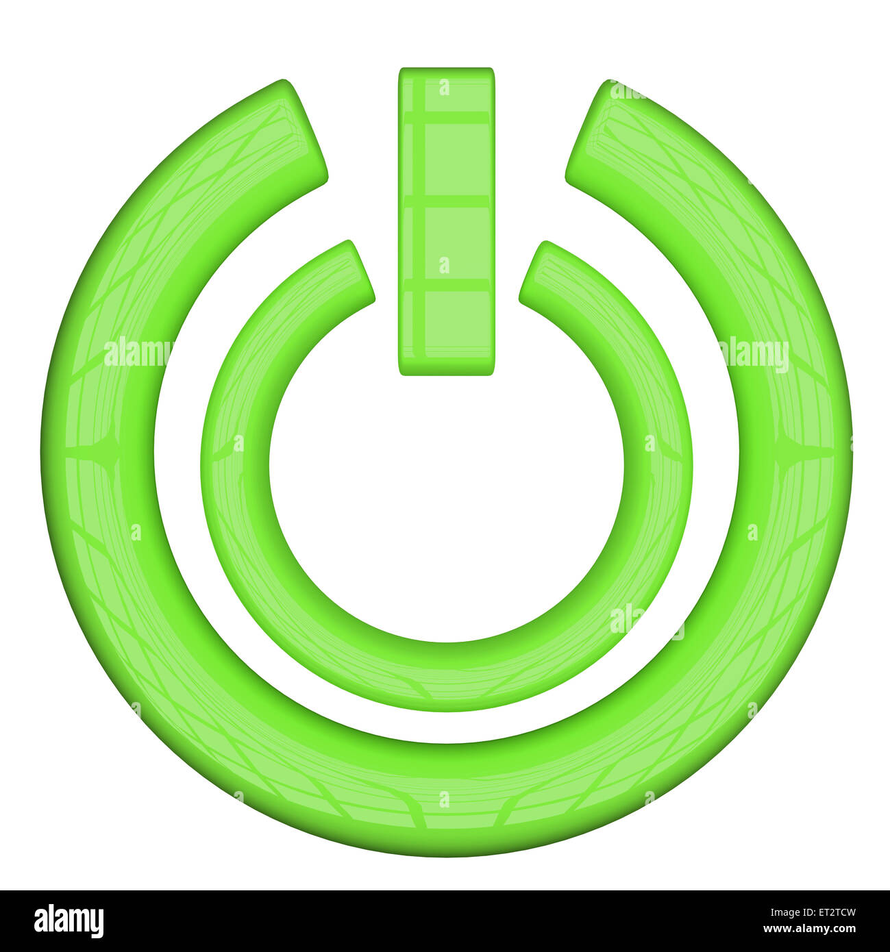 3d rendering of a green on off button on a white background Stock Photo ...