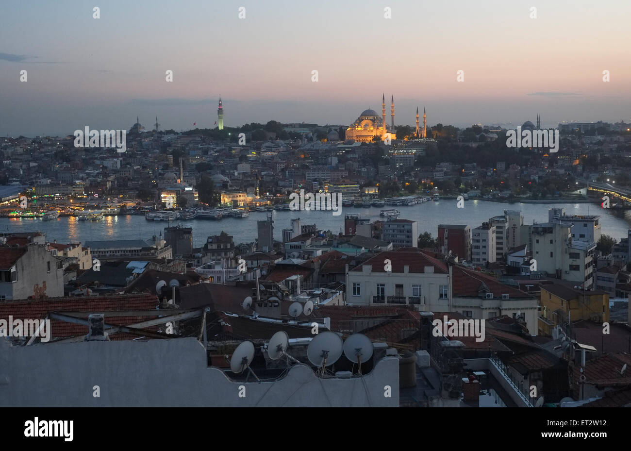 Istanbul, Turkey, overlooking the city in the evening Stock Photo