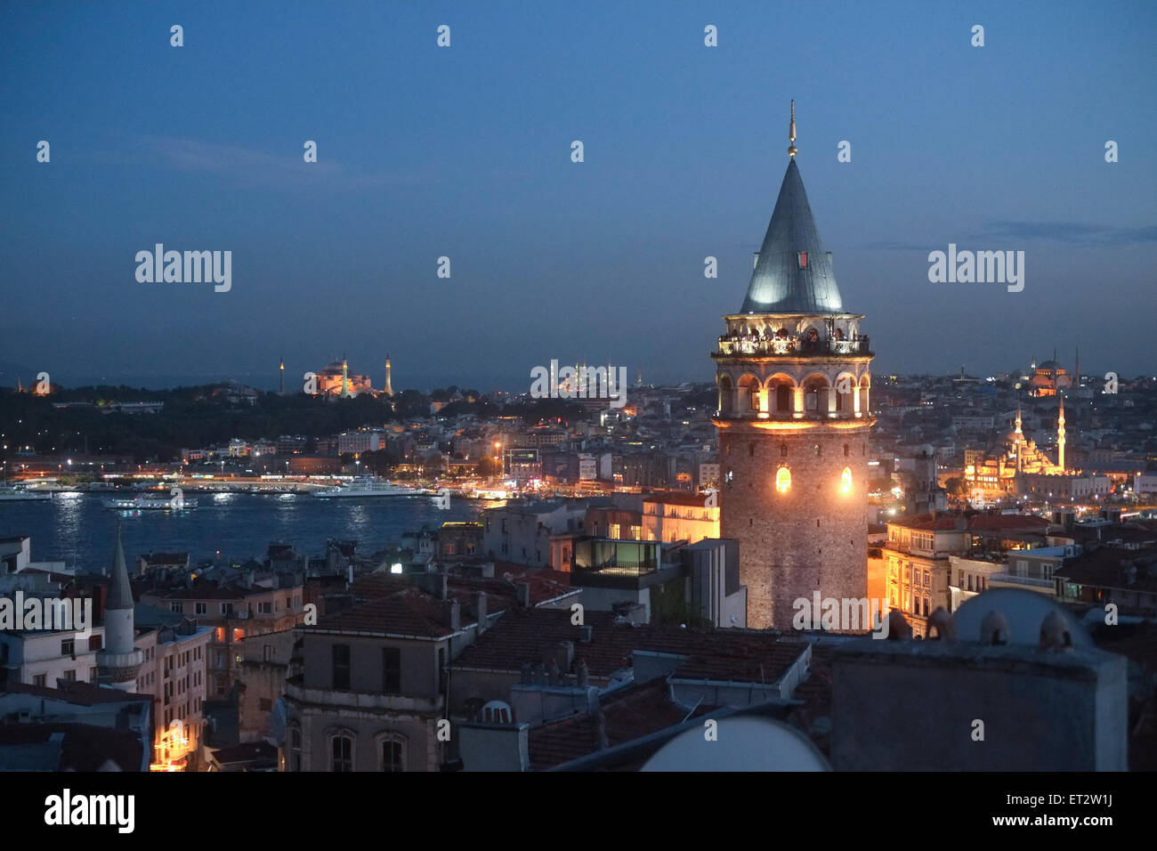 Istanbul, Turkey, overlooking the Galata Tower at night Stock Photo - Alamy