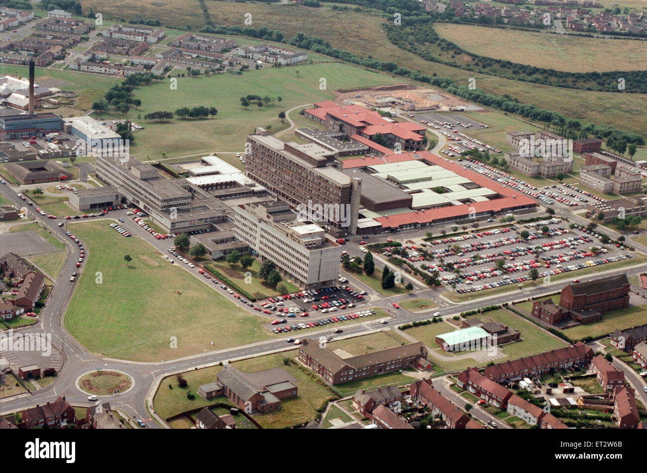 Aerial view of Teesside. North Tees Hospital. 28th July 1995 Stock