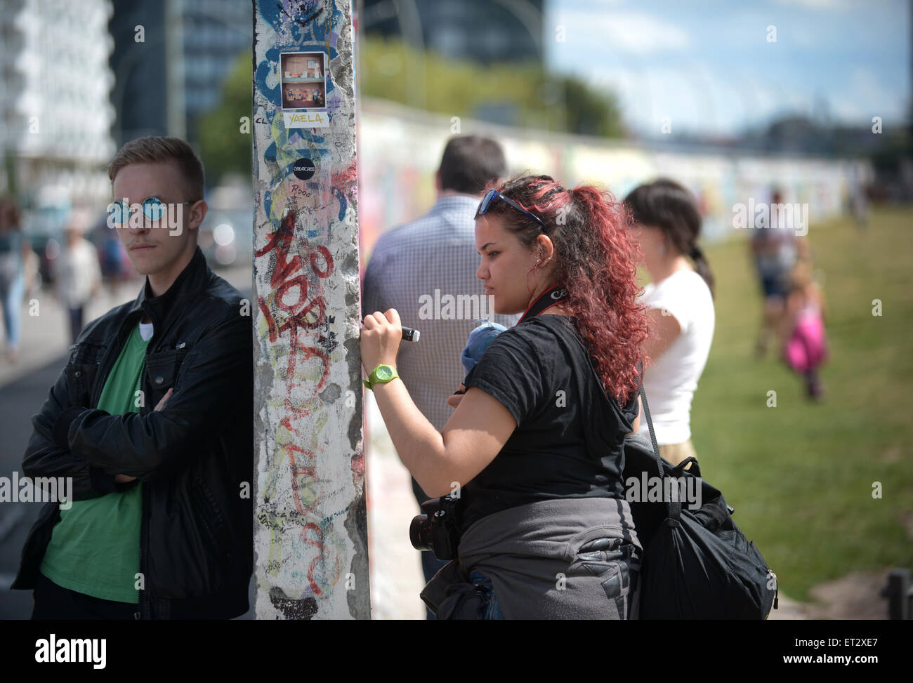 Berlin, Germany, part of the painted Berlin Wall in Berlin-Friedrichshain Stock Photo