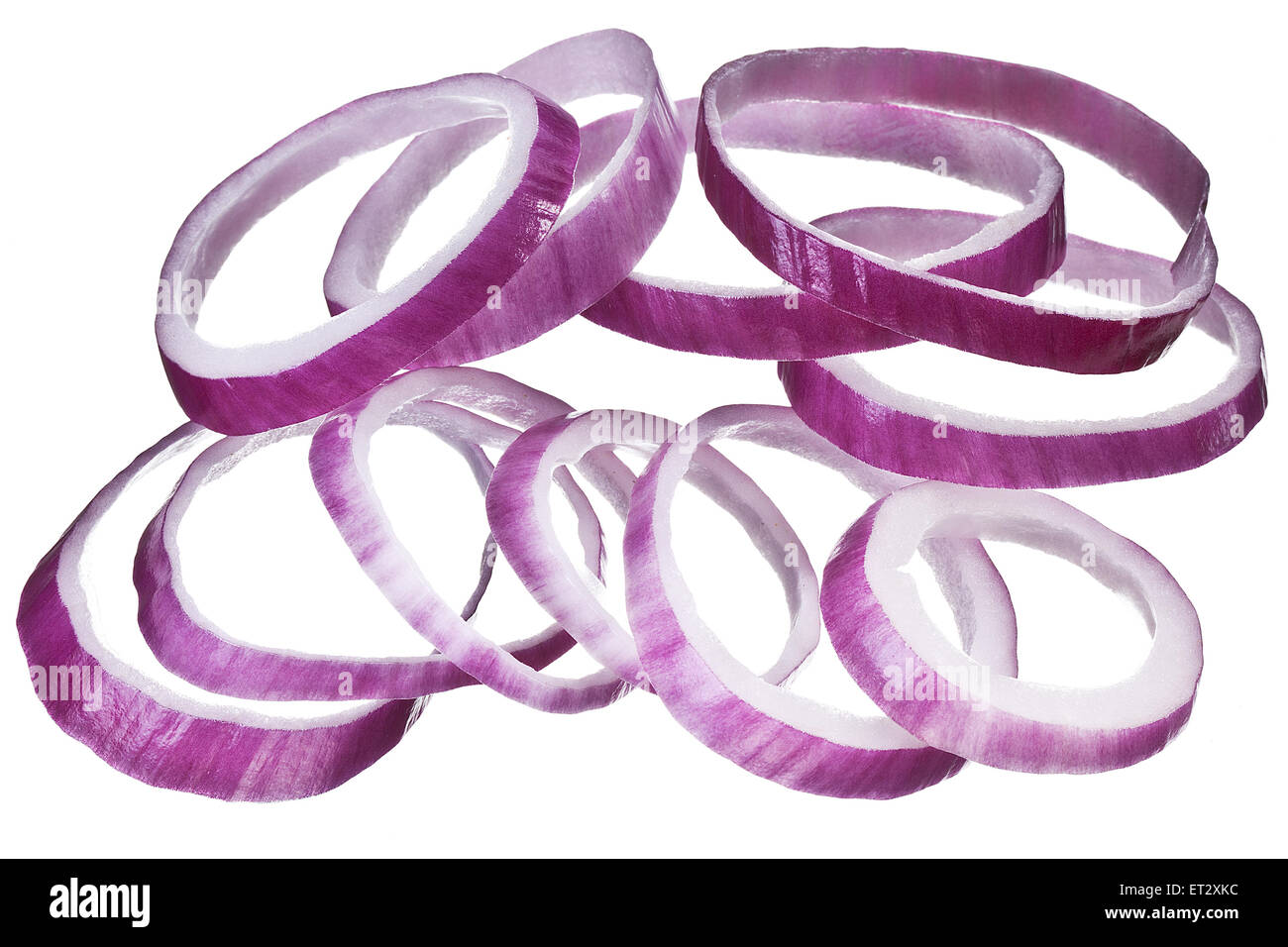 Onion rings on a white background. Stock Photo