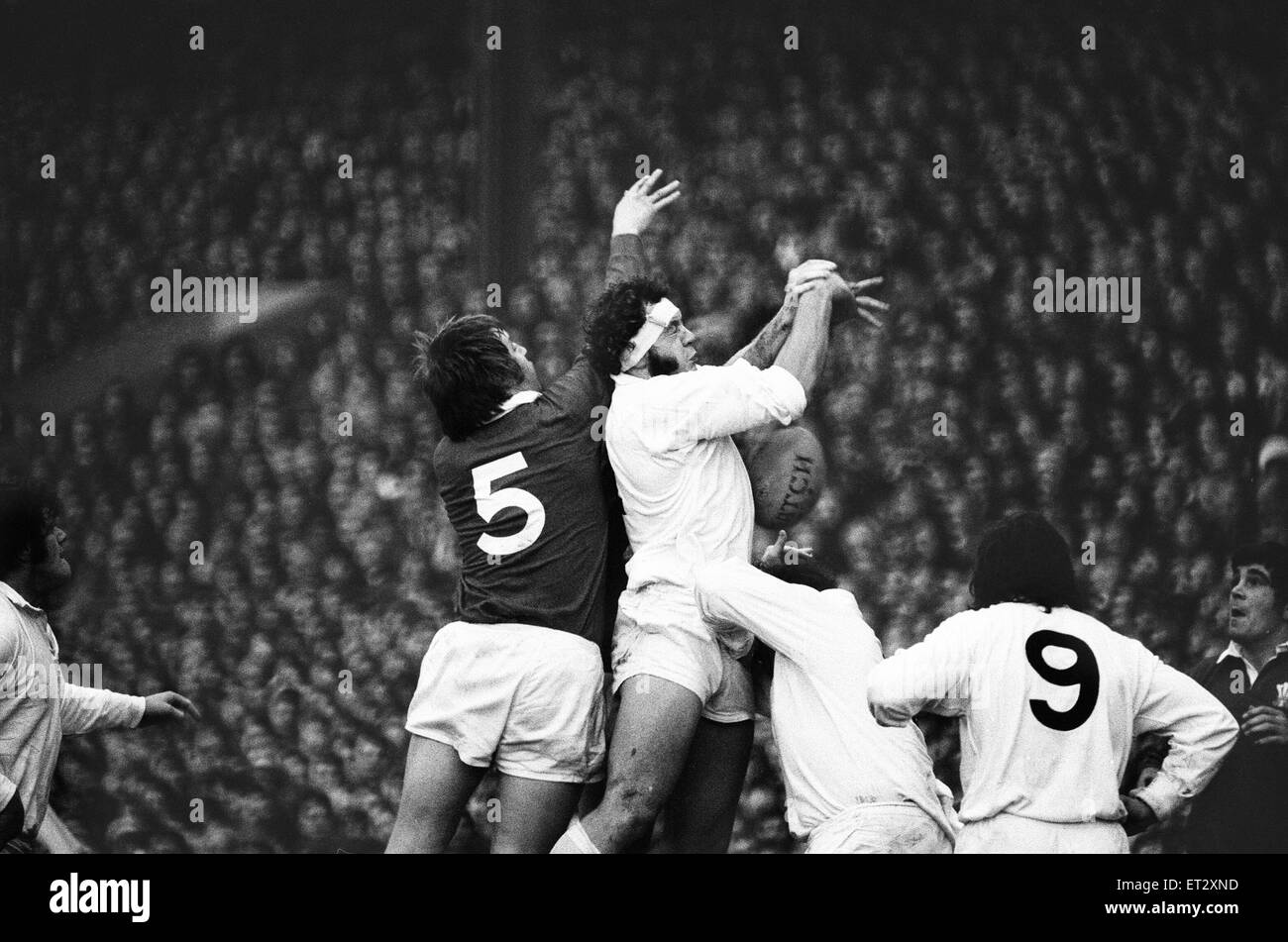 England 9-21 Wales, Rugby Union, Five Nations Championship match at Twickenham, 17th January 1976. Stock Photo