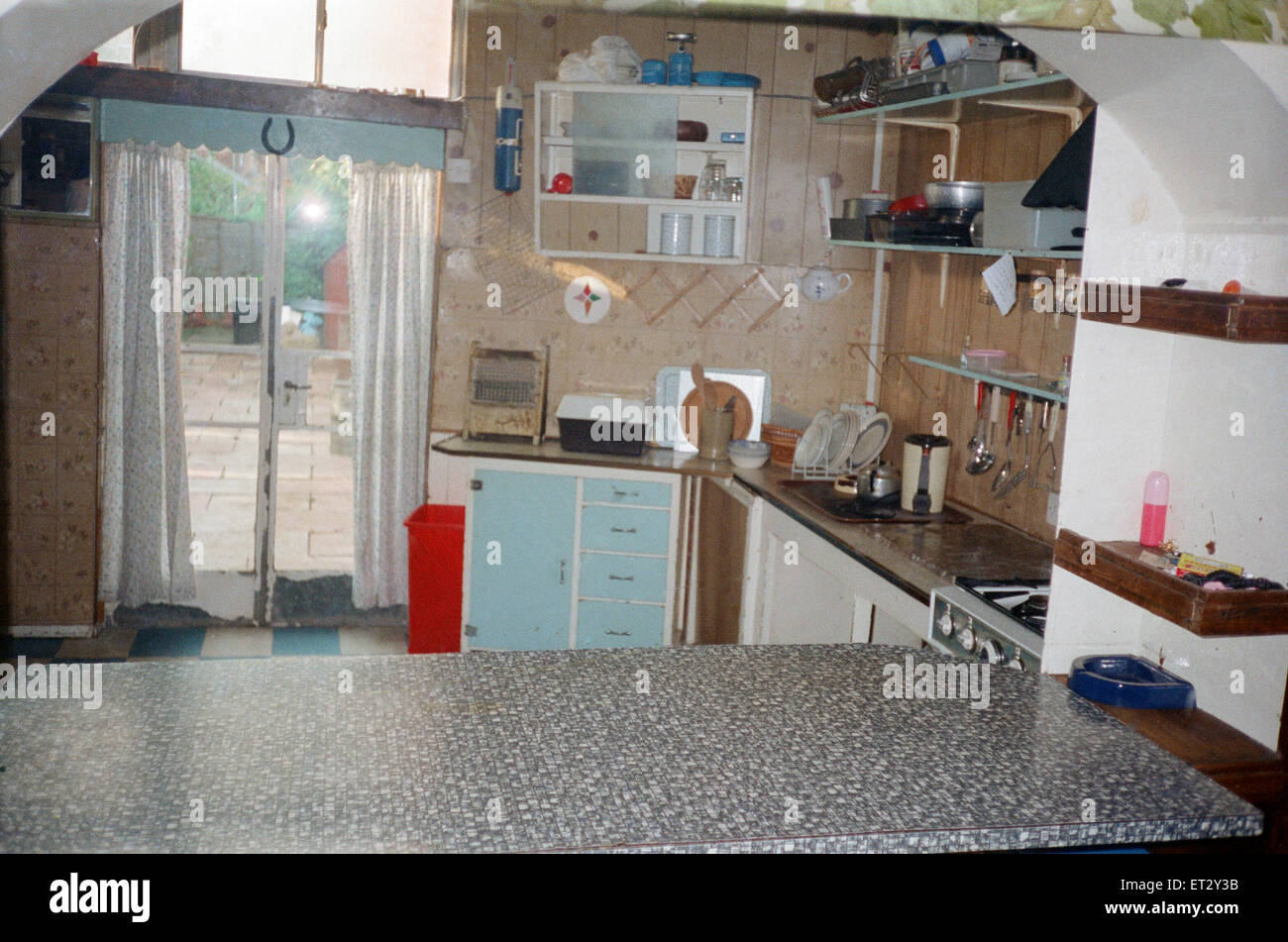 Kitchen Interior of 25 Cromwell Street Gloucester Frederick West accused of mass murder 3rd March 1995. Stock Photo