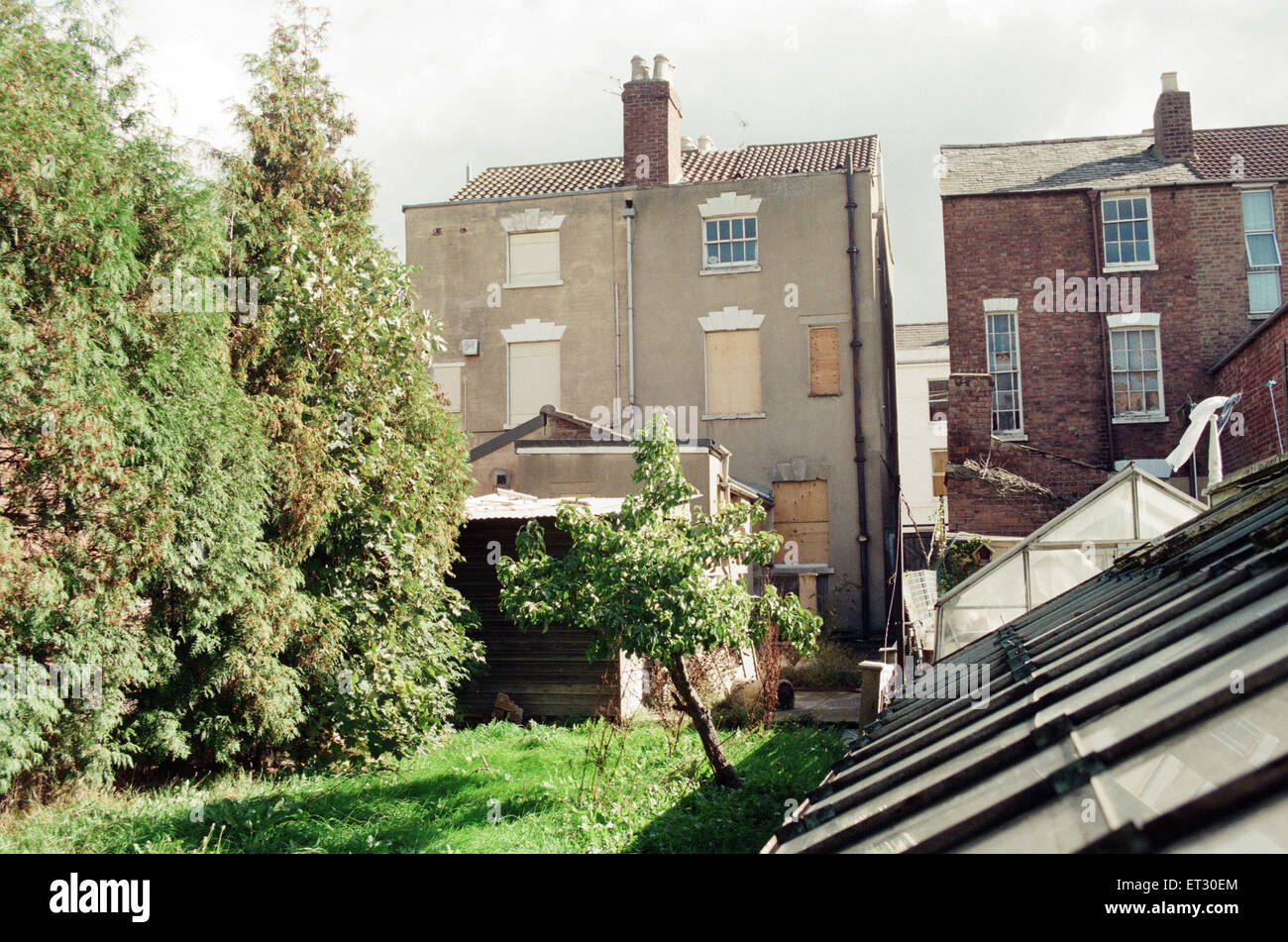 General views of houses on Cromwell Street, Gloucester. Number 25 Cromwell Street was the home of murderers Fred and Rosemary West. 5th October 1995. Stock Photo