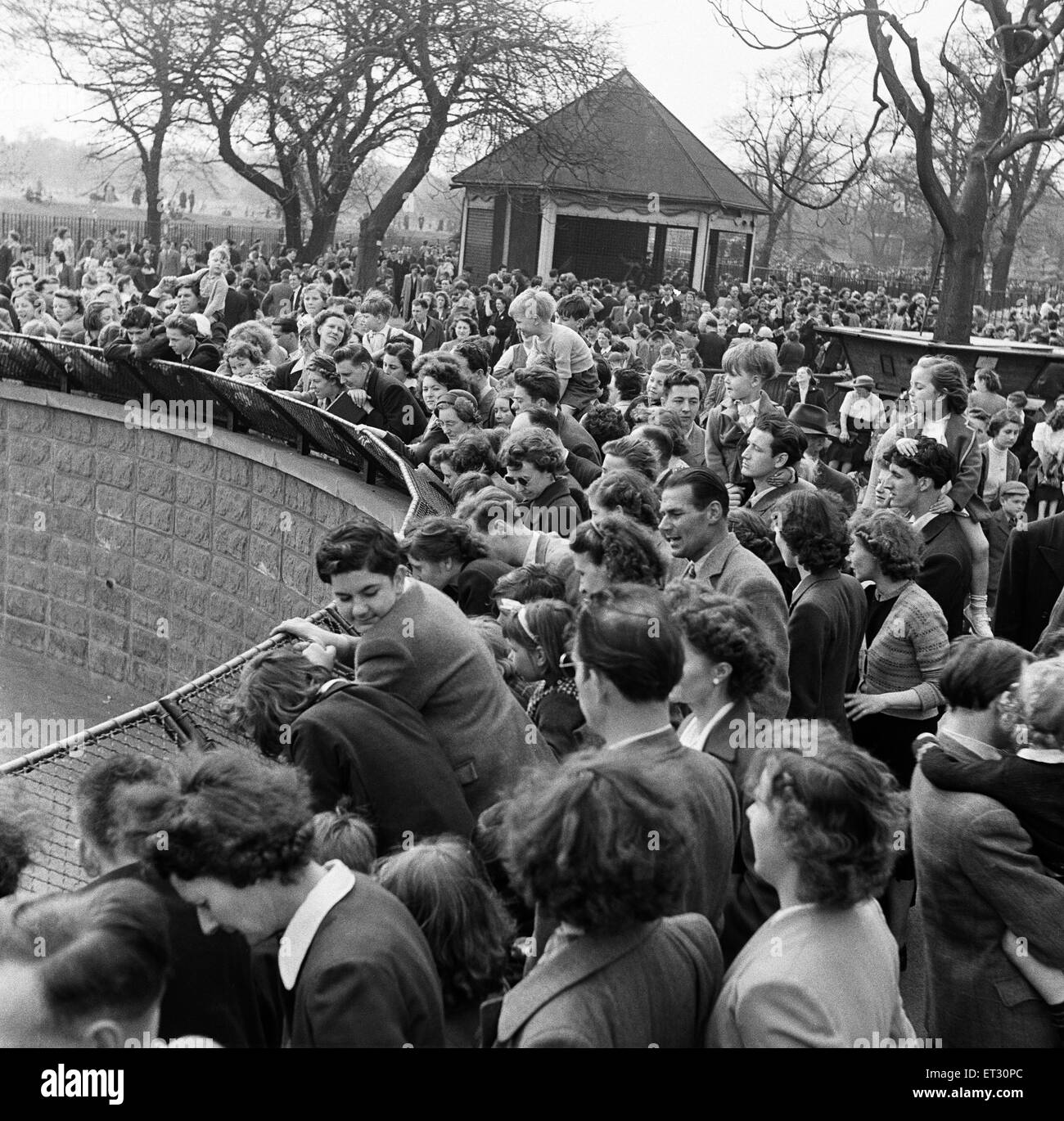 Easter Crowds at London Zoo. April 1952. Stock Photo