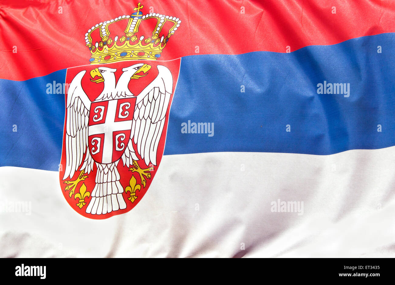 Serbian flag waving on wind Stock Photo