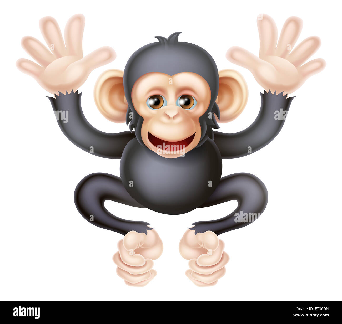 An illustration of a cute cartoon baby chimp, interestingly not a monkey  but an ape Stock Photo - Alamy