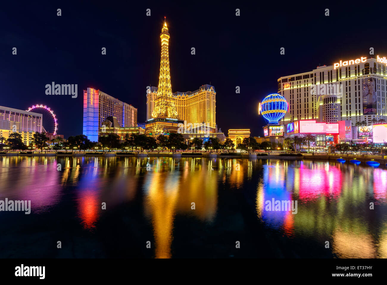 Night illumination on Las Vegas Strip, Nevada Stock Photo