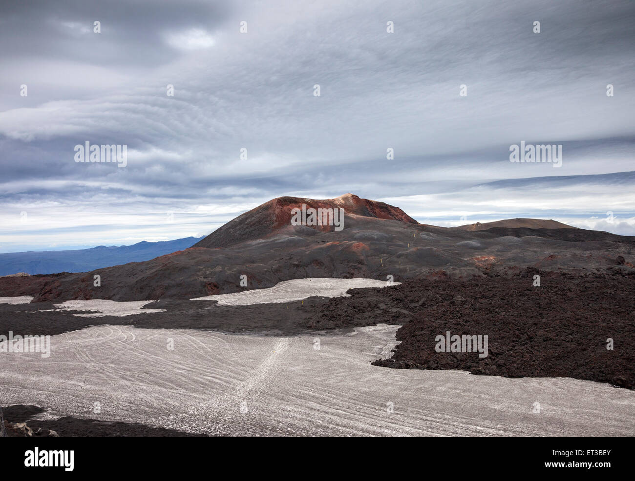 Initial Eruption Site of the Eyjafjallajokull Volcano in the Fimmvorouhals Pass with Craters and Hills of Magni and Modi Iceland Stock Photo