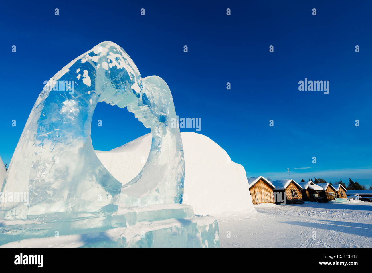 Arctic Circle, Lapland, Scandinavia, Sweden, Kiruna, Ice Hotel, ice sculpture Stock Photo