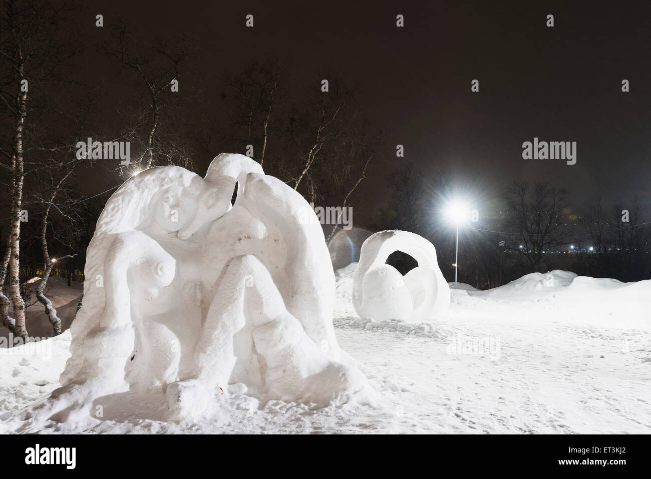 Arctic Circle, Lapland, Scandinavia, Sweden, Kiruna, snow sculpture festival Stock Photo