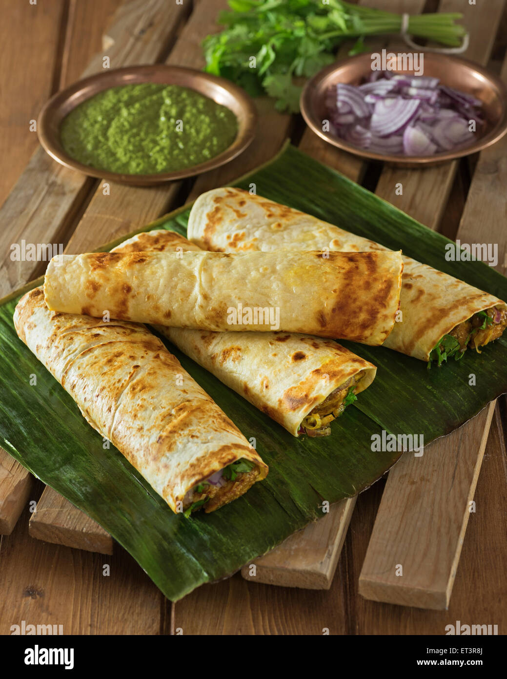 Kathi Rools Paratha roll hi-res stock photography and images - Alamy