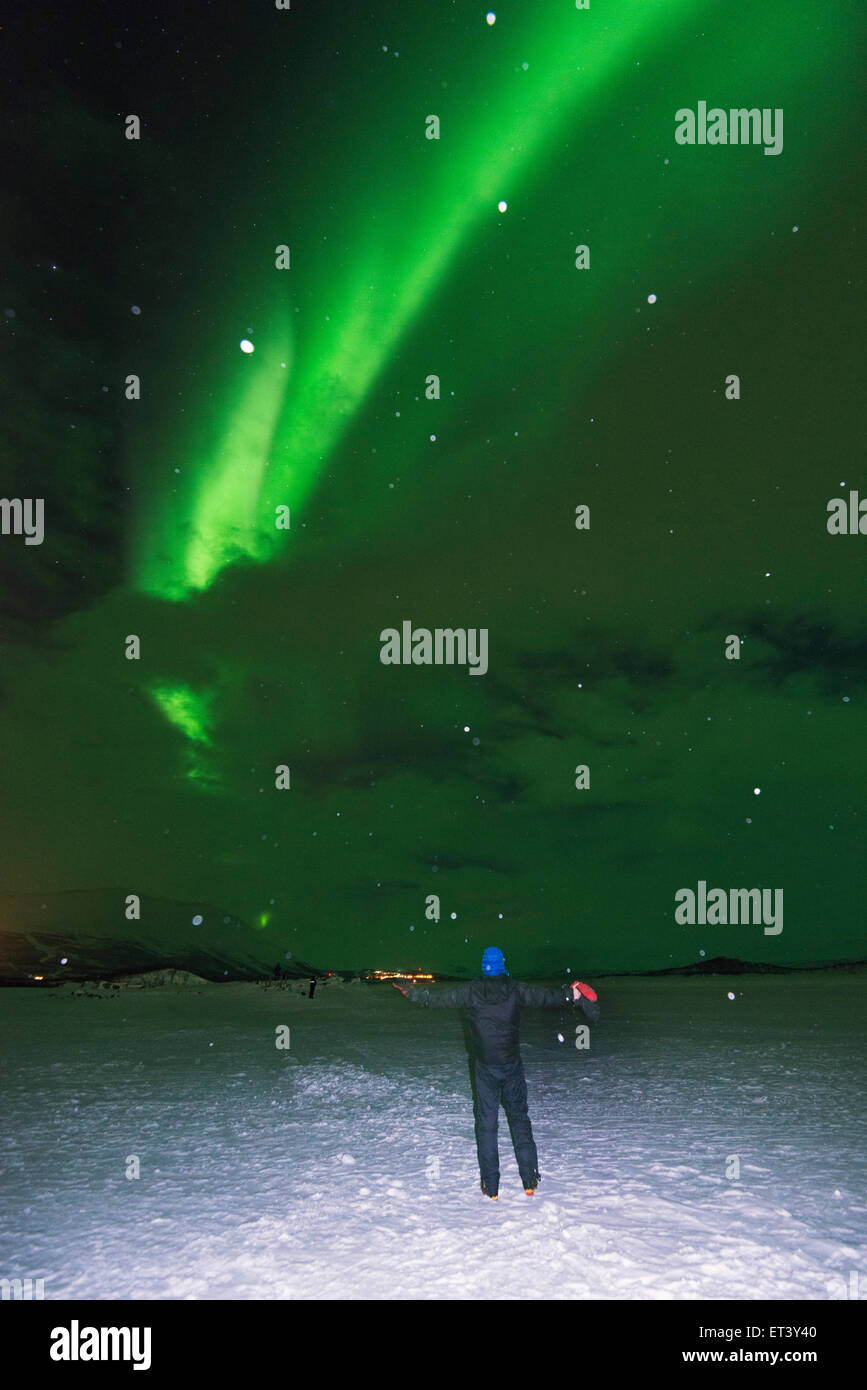 Arctic Circle, Lapland, Scandinavia, Sweden, Abisko National Park, aurora borealis northern lights in Abisko Stock Photo
