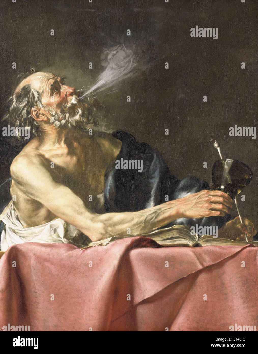 Jusepe de Ribera  The Smoker, Allegory of Ephemerality Stock Photo