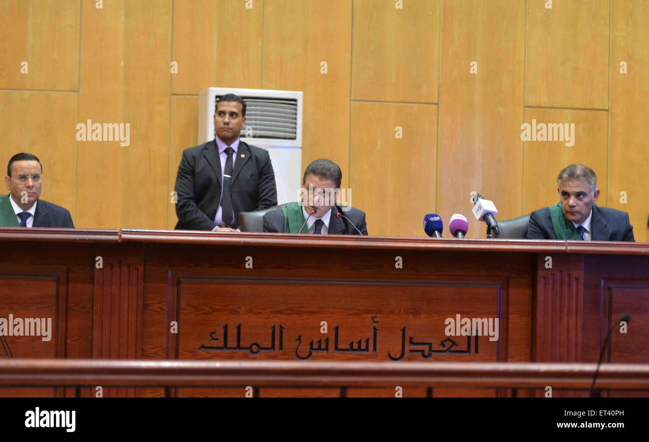 Cairo Egypt. 11th June 2015. Judges deliberate during the trial