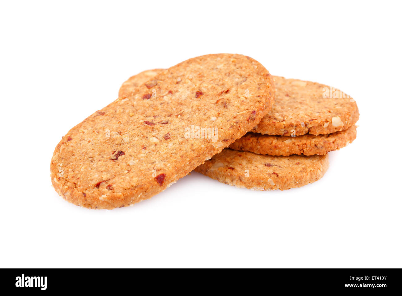 Sweet cookies with nuts isolated on white background. Stock Photo
