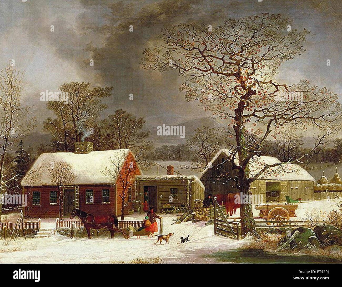 George Henry Durrie  Winter Scene in New Haven, Connecticut Stock Photo
