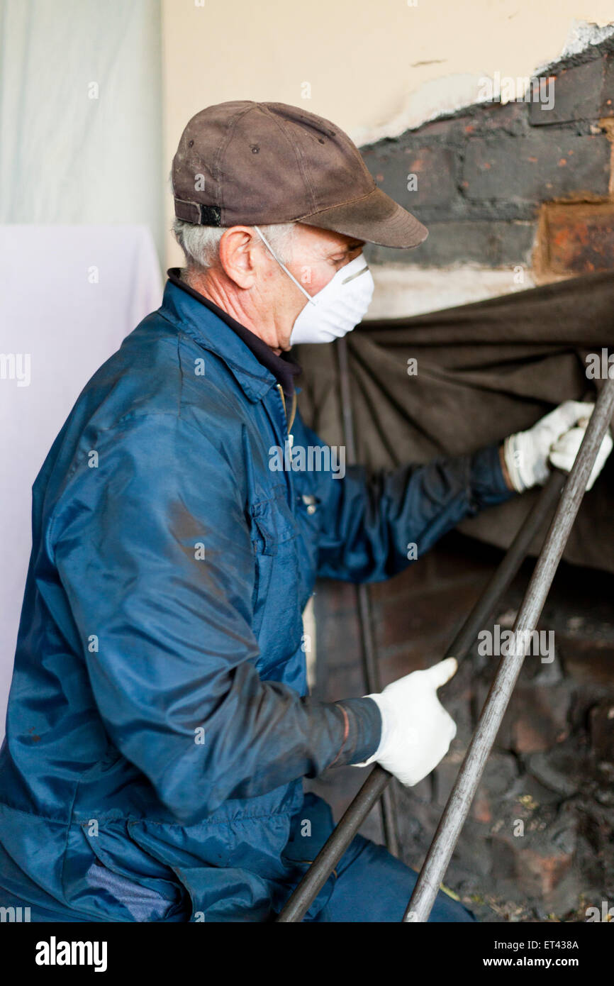 Chimney Sweep at work Stock Photo Alamy