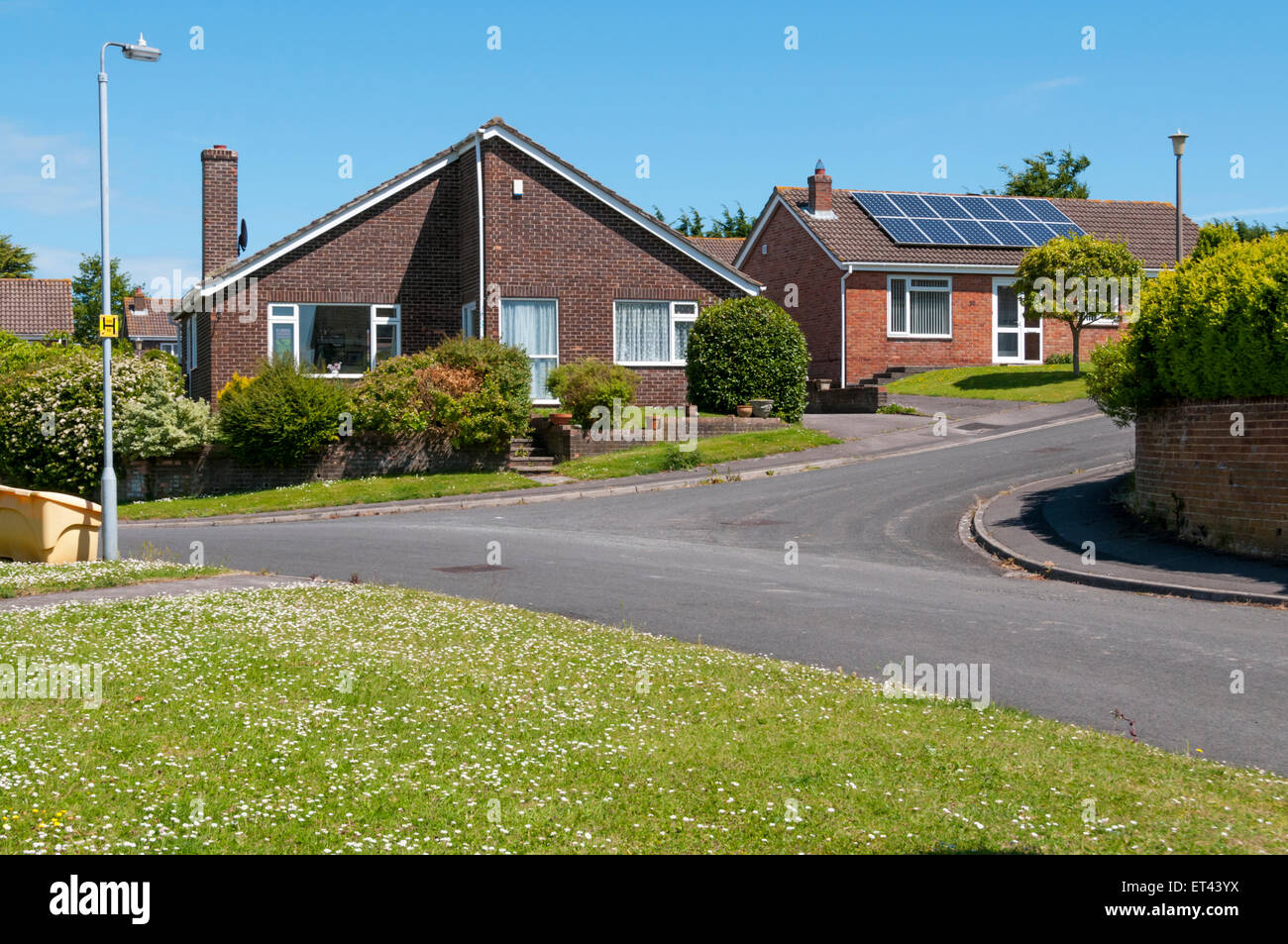 An estate of bungalows in Westbury, Wiltshire. Stock Photo
