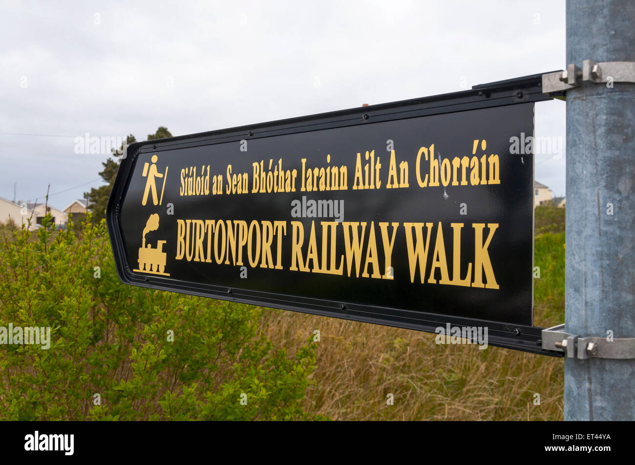 Sign for Burtonport Railway Walk cycle path Stock Photo