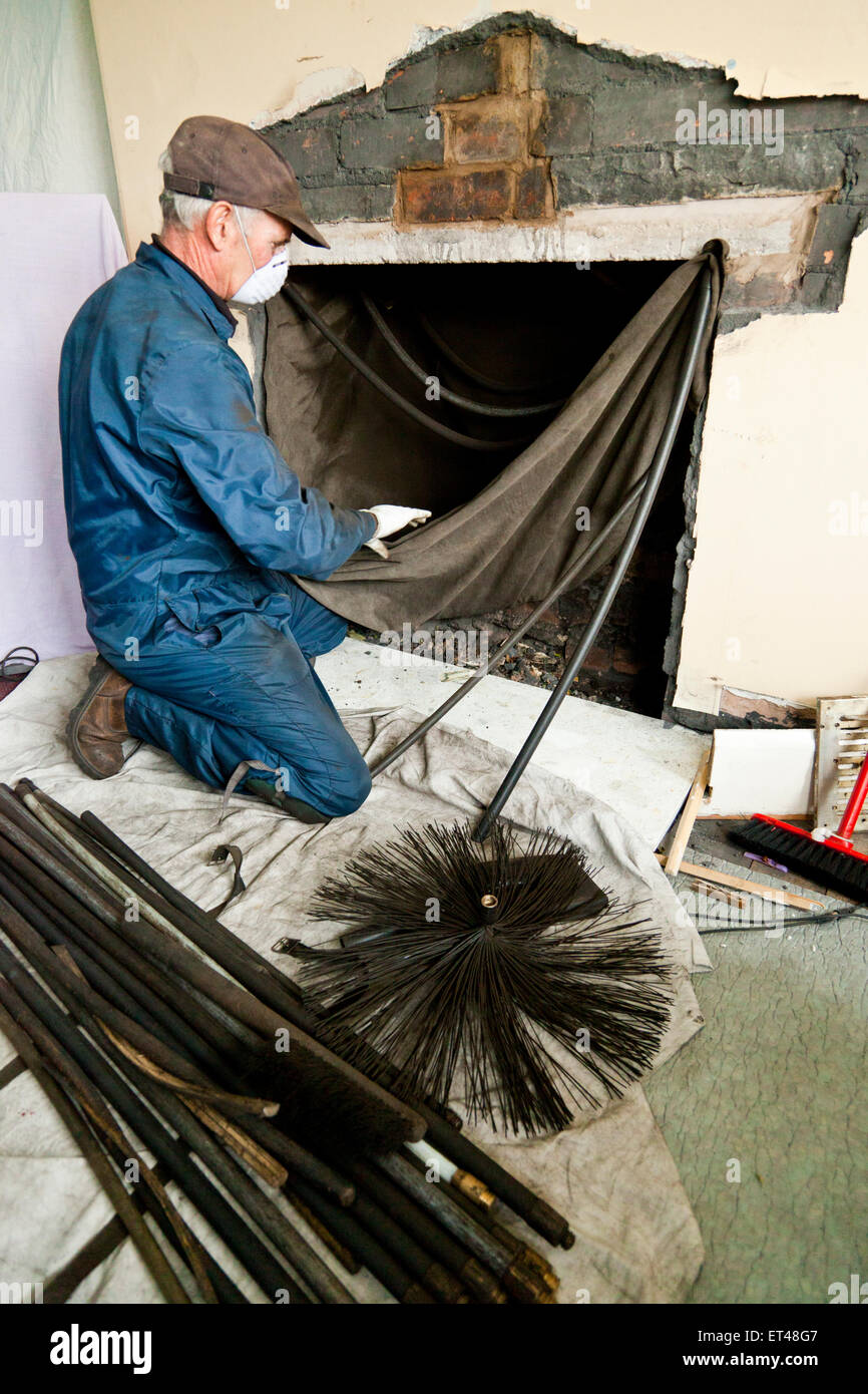 Chimney Sweep at work Stock Photo Alamy