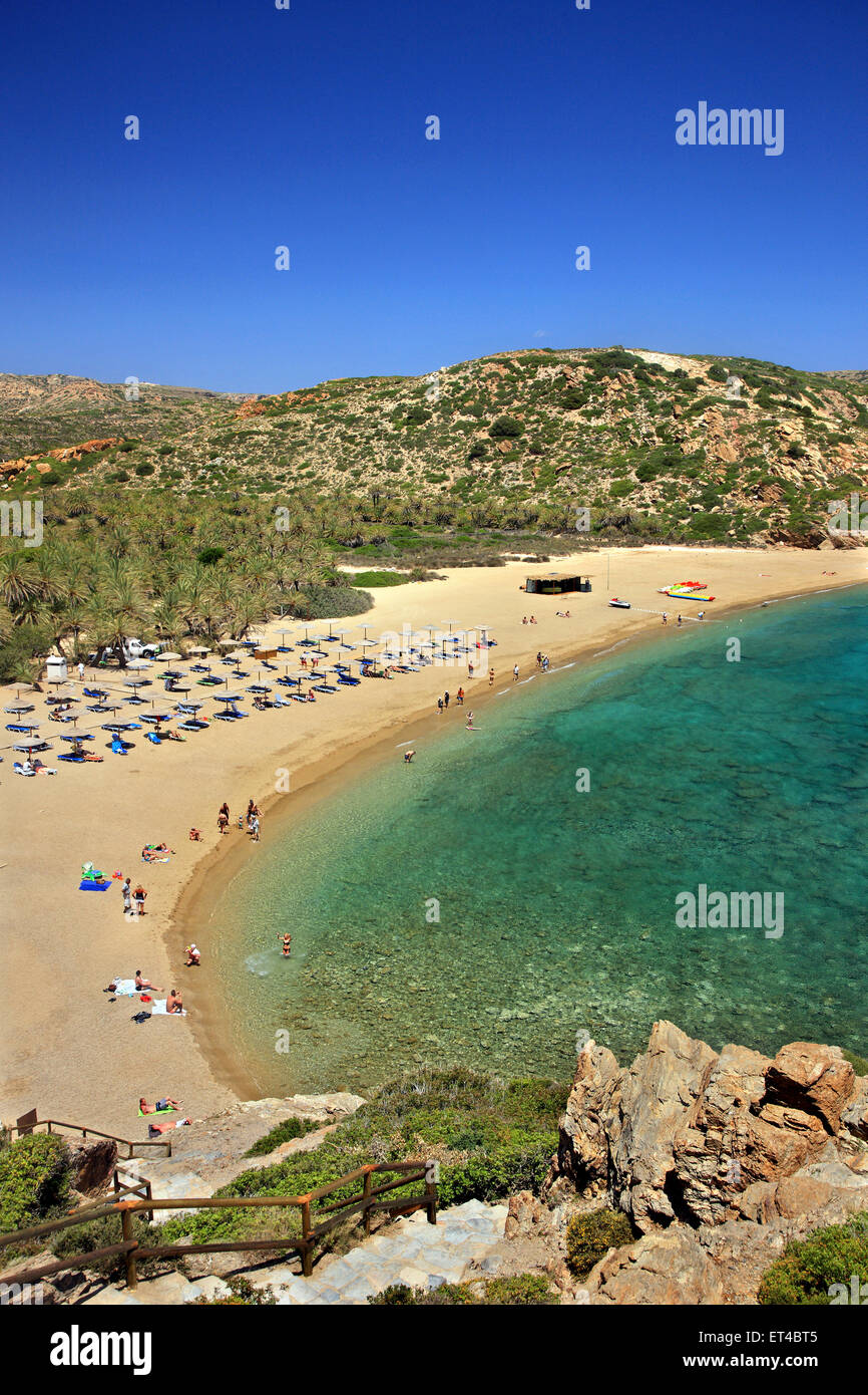 Vai beach, famous for its unique palm tree forest, close to Sitia town