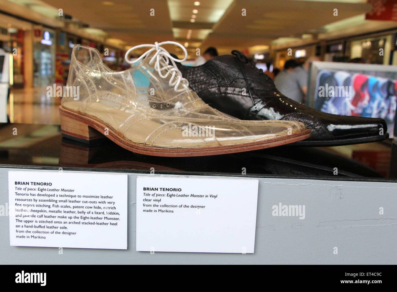 Manila, Philippines. 11th June, 2015. The shoes on exhibit by International  shoe designer Brian Tenorio during the exhibit at SM Marikina in Marikina  City. “Sa Isip, Sa Salita, At Sa Sapatos”, is