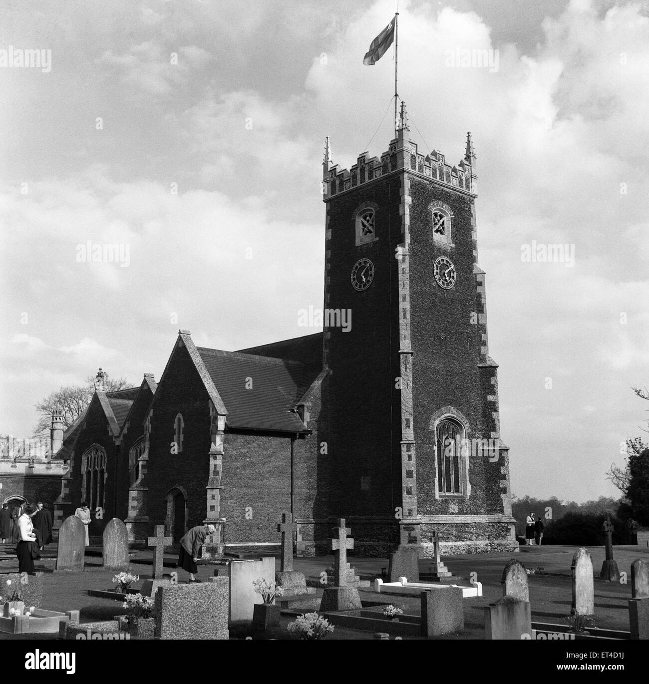 St. Mary Magdalene Church in Sandringham, Norfolk. 24th April 1952. Stock Photo