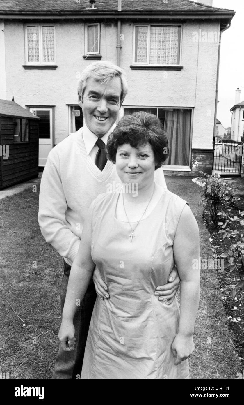 Marian taggart ( nee Chapman)  of South Shields, born 1938, who was the 'world's smallest baby'. Here she is pictured with her husband  Hugh Robin Taggart in the garden of their home in Knowle, Bristol. August 1979. Stock Photo