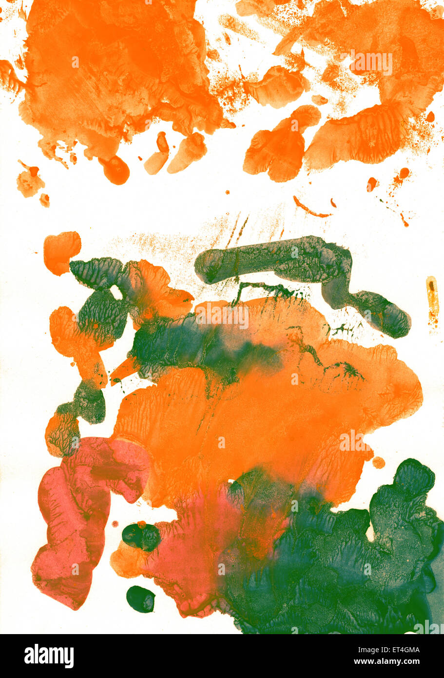 Abstract green and orange background from watercolor Stock Photo - Alamy