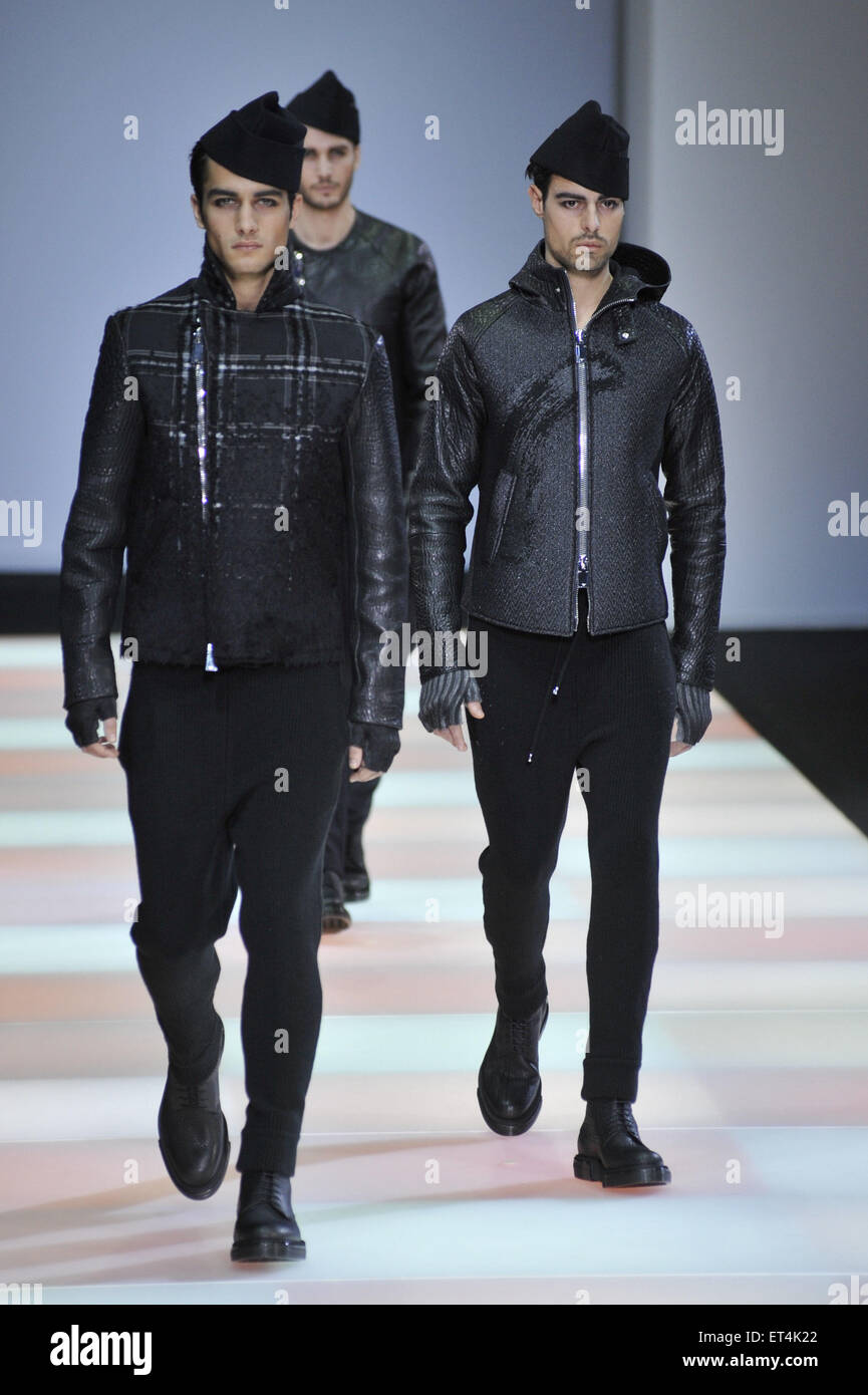 Milan Men's Fashion Week Fall/Winter 2015 - Emporio Armani - Catwalk  Featuring: Model Where: Milan, Italy When: 19 Jan 2015 Credit: IPA/WENN.com  **Only available for publication in UK, USA, Germany, Austria, Switzerland**