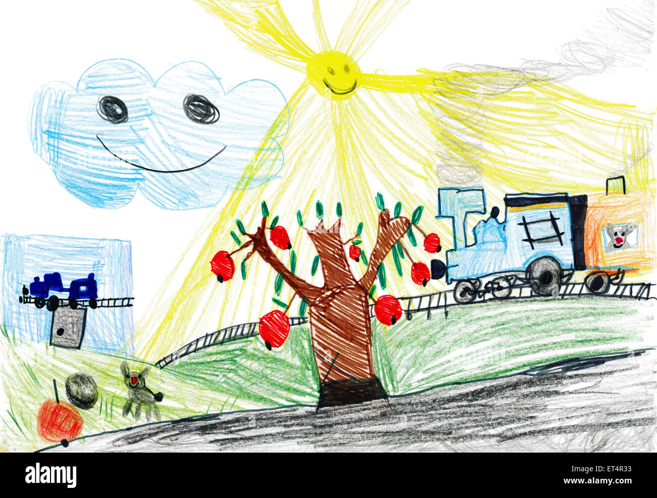 Steam train child drawing hi-res stock photography and images - Alamy