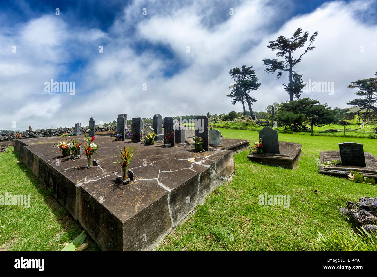 Mana Road,Parker Cemetery off Mana Road in Kamuela, Hawaii Stock Photo