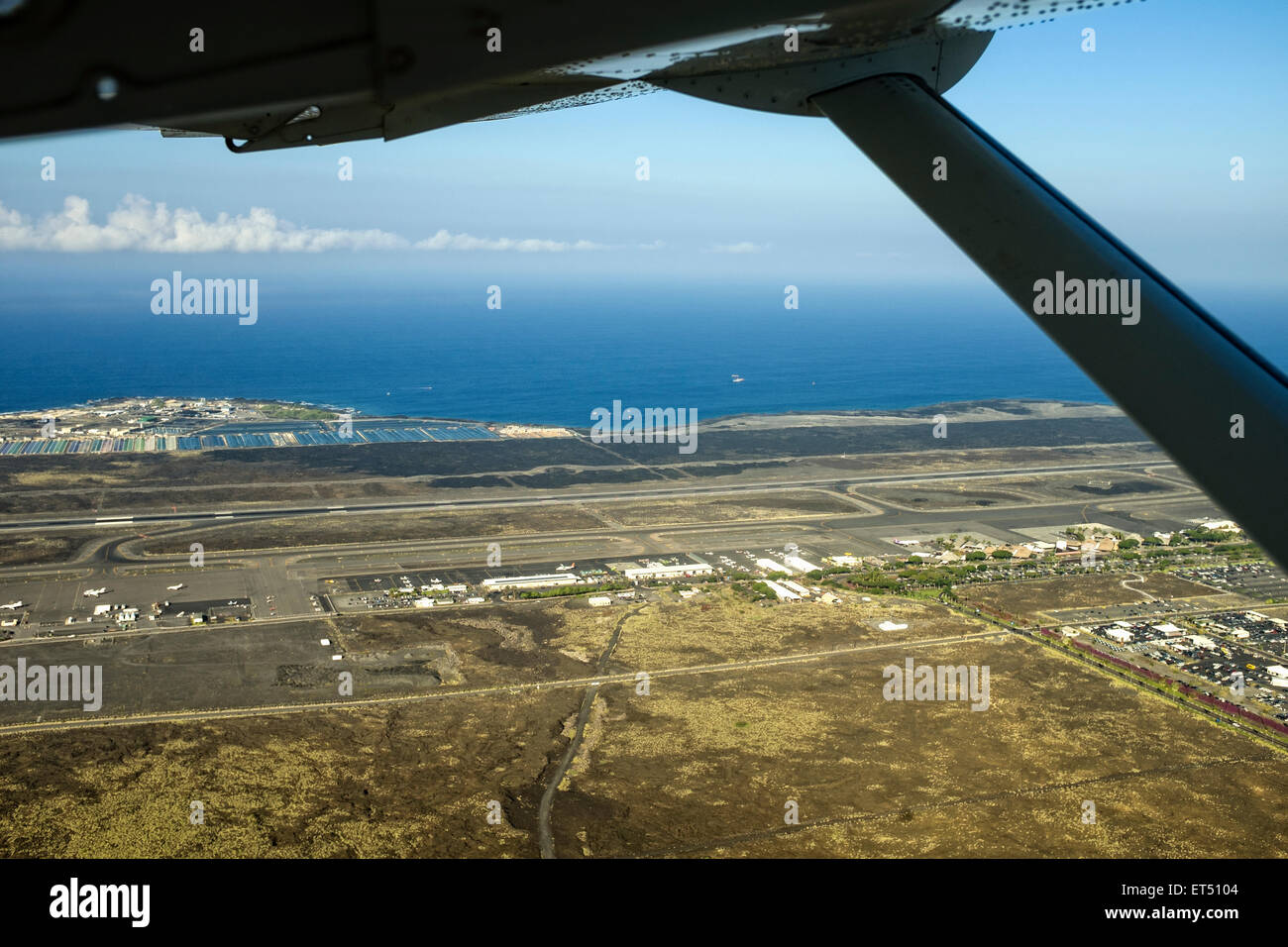 Aerial view of Keahole International Airport (KOA) in Kailua-Kona, Hawaii Stock Photo