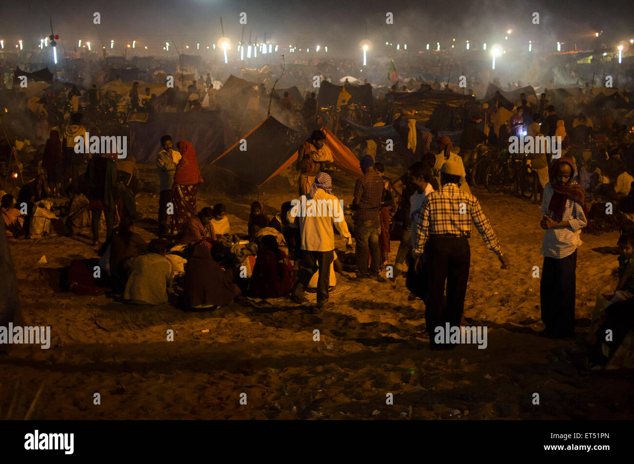 Huge camp ground housing 500,000 Hindu pilgrim worshipers at Maga Sapthami sun festival in Konark, Odisha, India Stock Photo