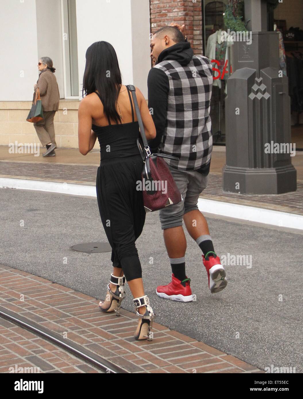 Karrueche Tran goes shopping at The Grove in Hollywood with a male