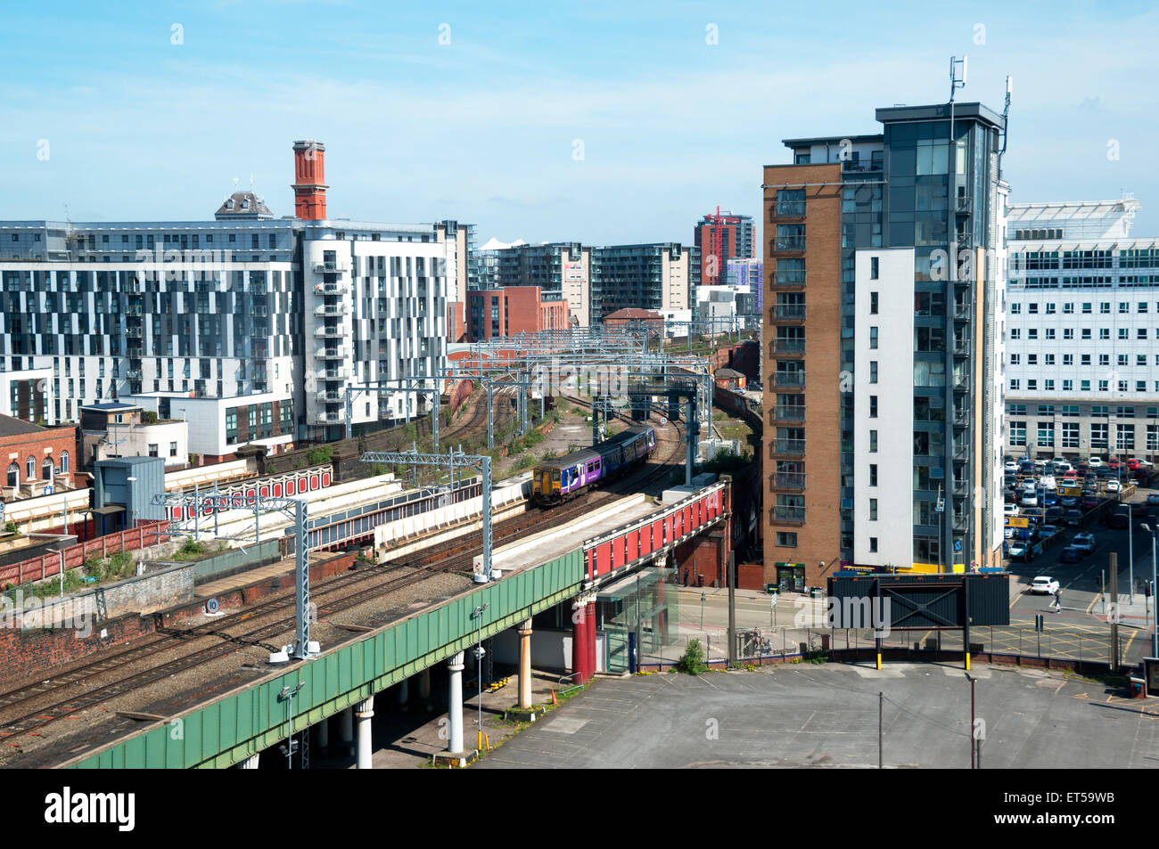 Railway tracks at Salford Central station between the 'Fresh' and Stock