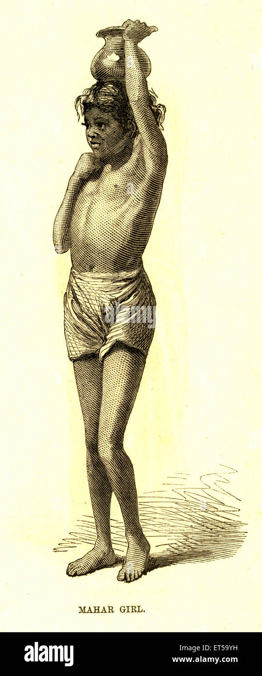 Lithographic portraits ; mahar girl ; 25th March 1876 ; India ; old vintage 1800s engraving Stock Photo
