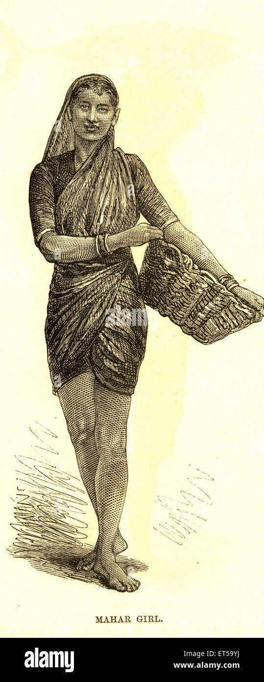 Mahar caste woman, India, 1876, Asia, old vintage 1800s picture Stock Photo