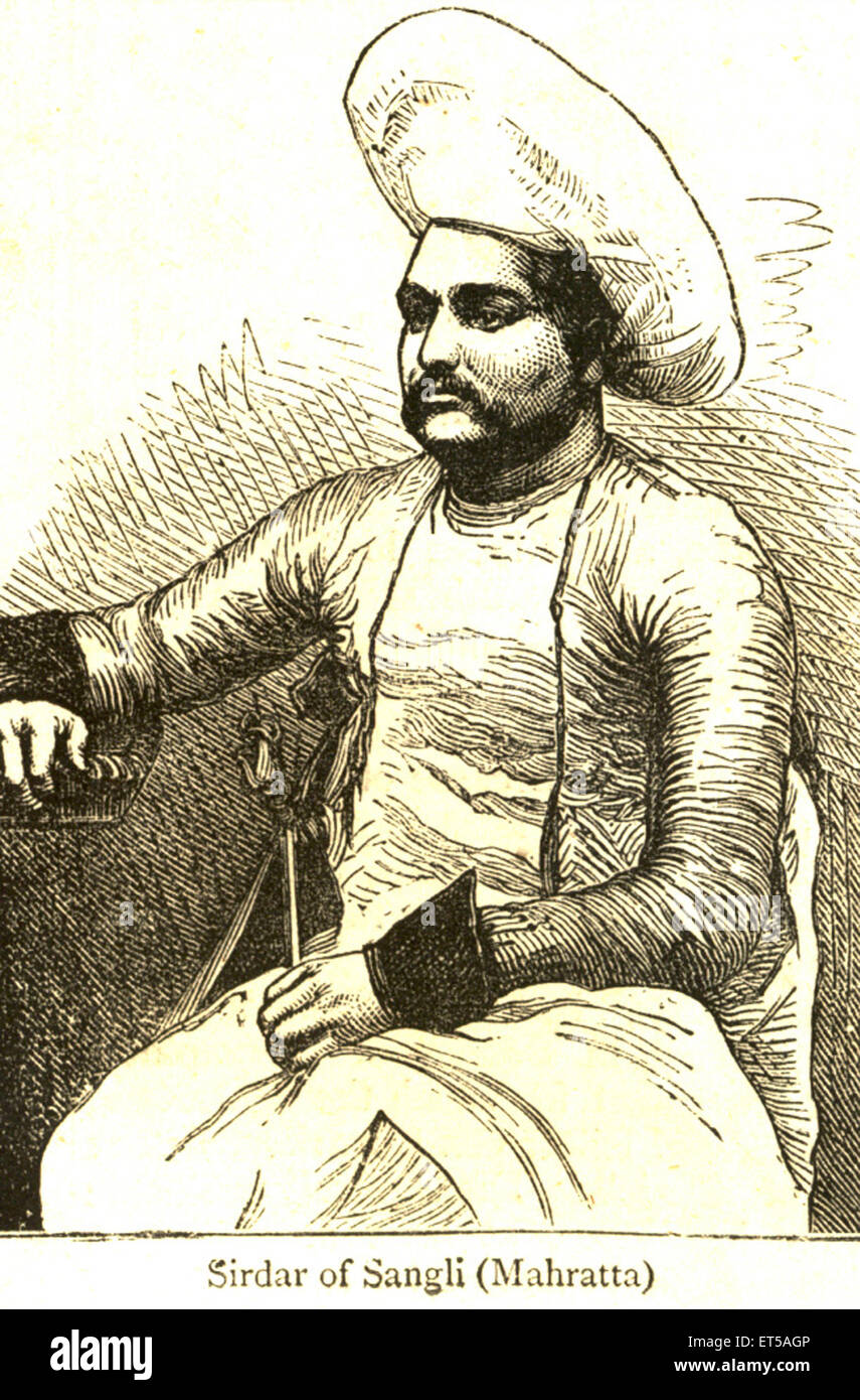 Sirdar Sardar of Sangli ; Mahratta or Maratha ; Raja or King ; Maharashtra ; India ; old vintage 1800s engraving Stock Photo