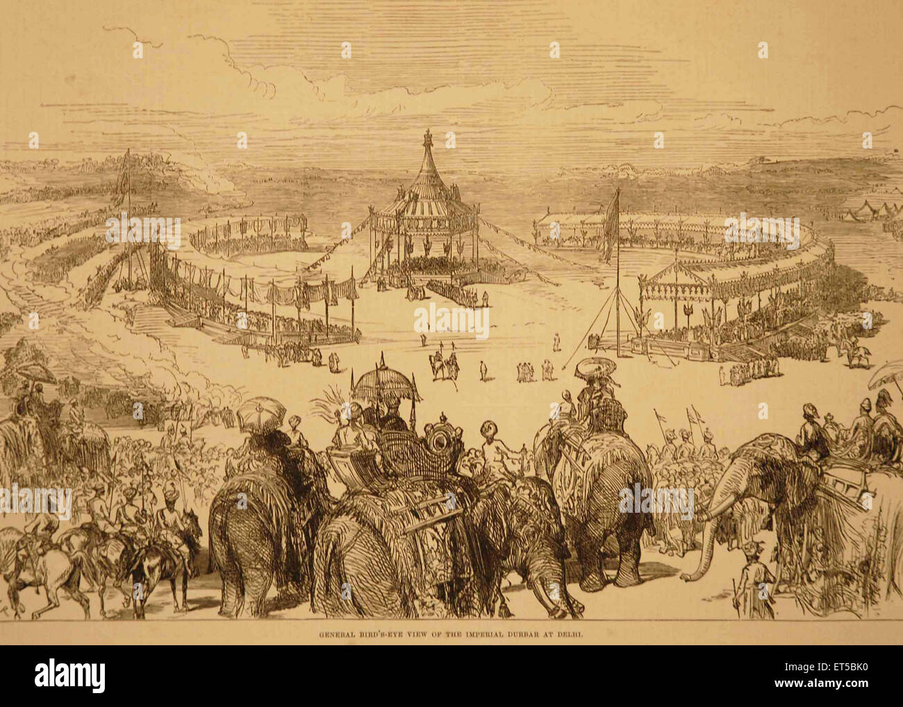 Lithographs  General  Bird's Eye View of the Imperial Durbar at Delhi ; India Stock Photo