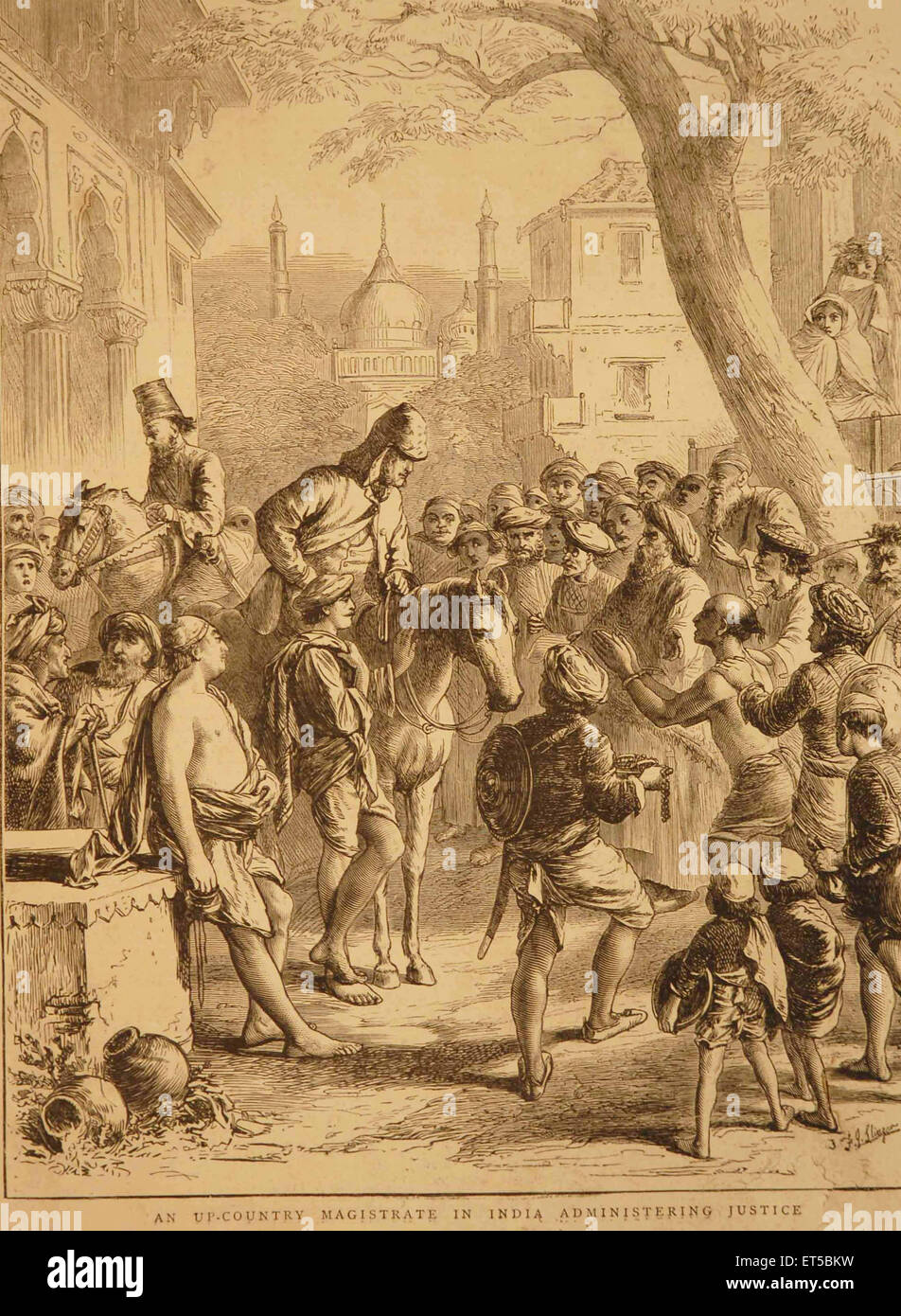 Lithographs An Up Country Magistrate in India Administering Justice ; India Stock Photo