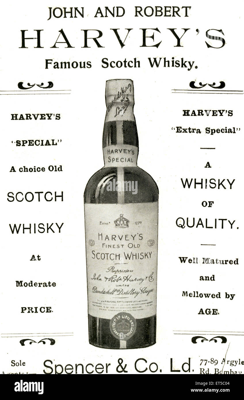 John and Robert ; Harveys scotch whisky ; old vintage 1800s poster Stock Photo